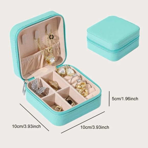 Zippered Jewelry Box Travel Storage Emerald Green, Dusty Pink, Black, Teal - Picture 14 of 16